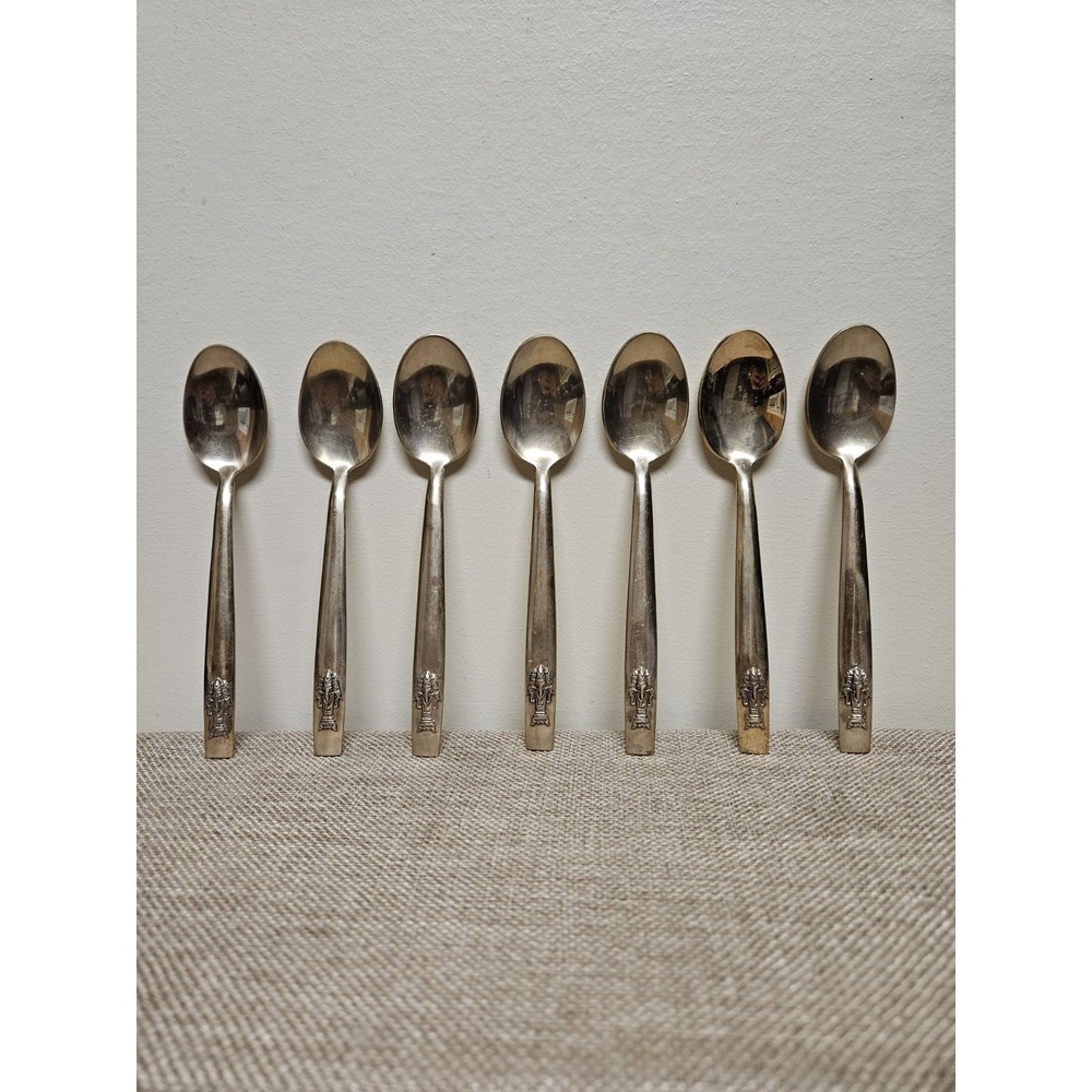 Nickel Bronze Thai Flatware Spoon Set - Lot Of 7
